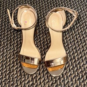 Rose gold colored heels, size 6, purchased at Charlotte Russe.